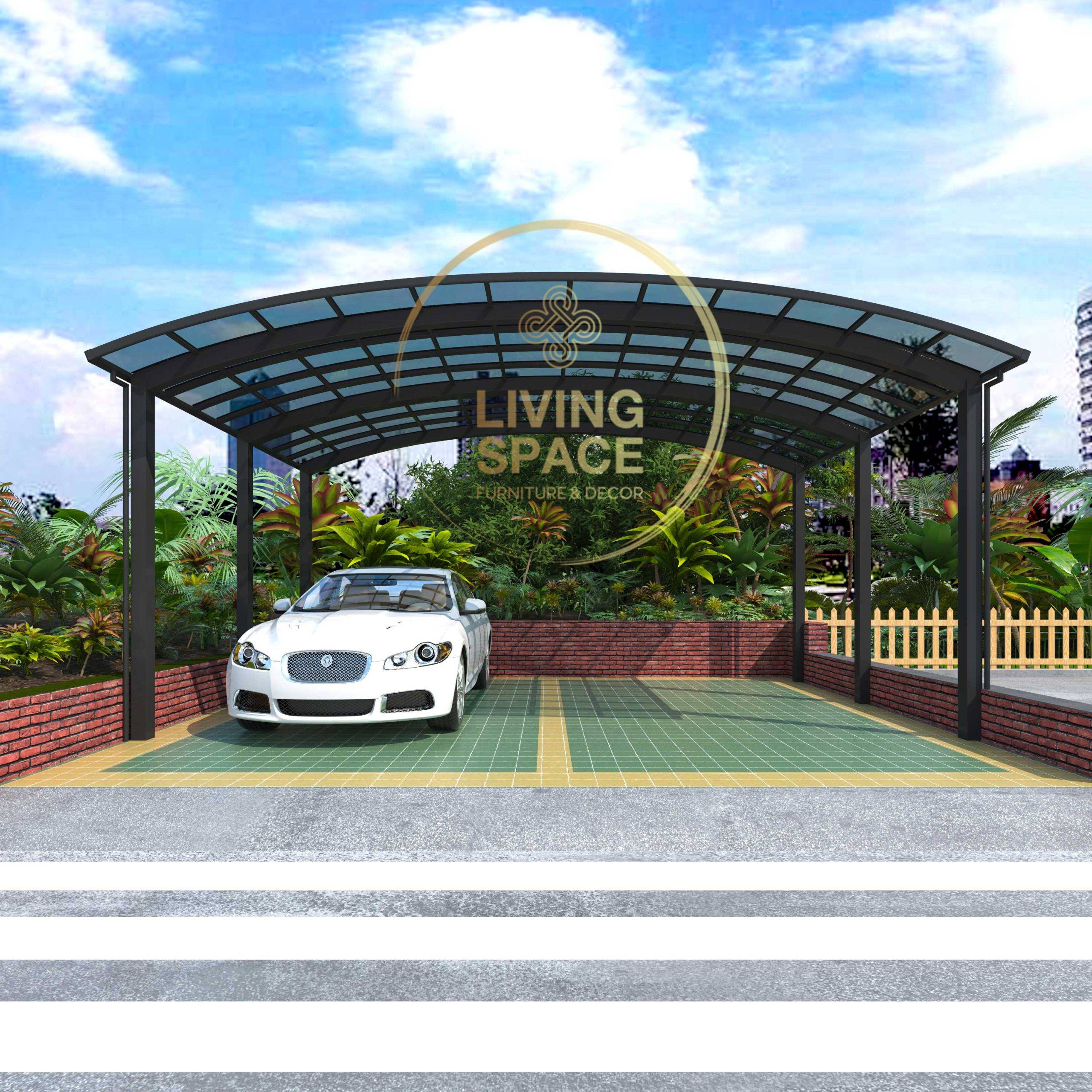 M Shape Double Carport | Black | Living Space