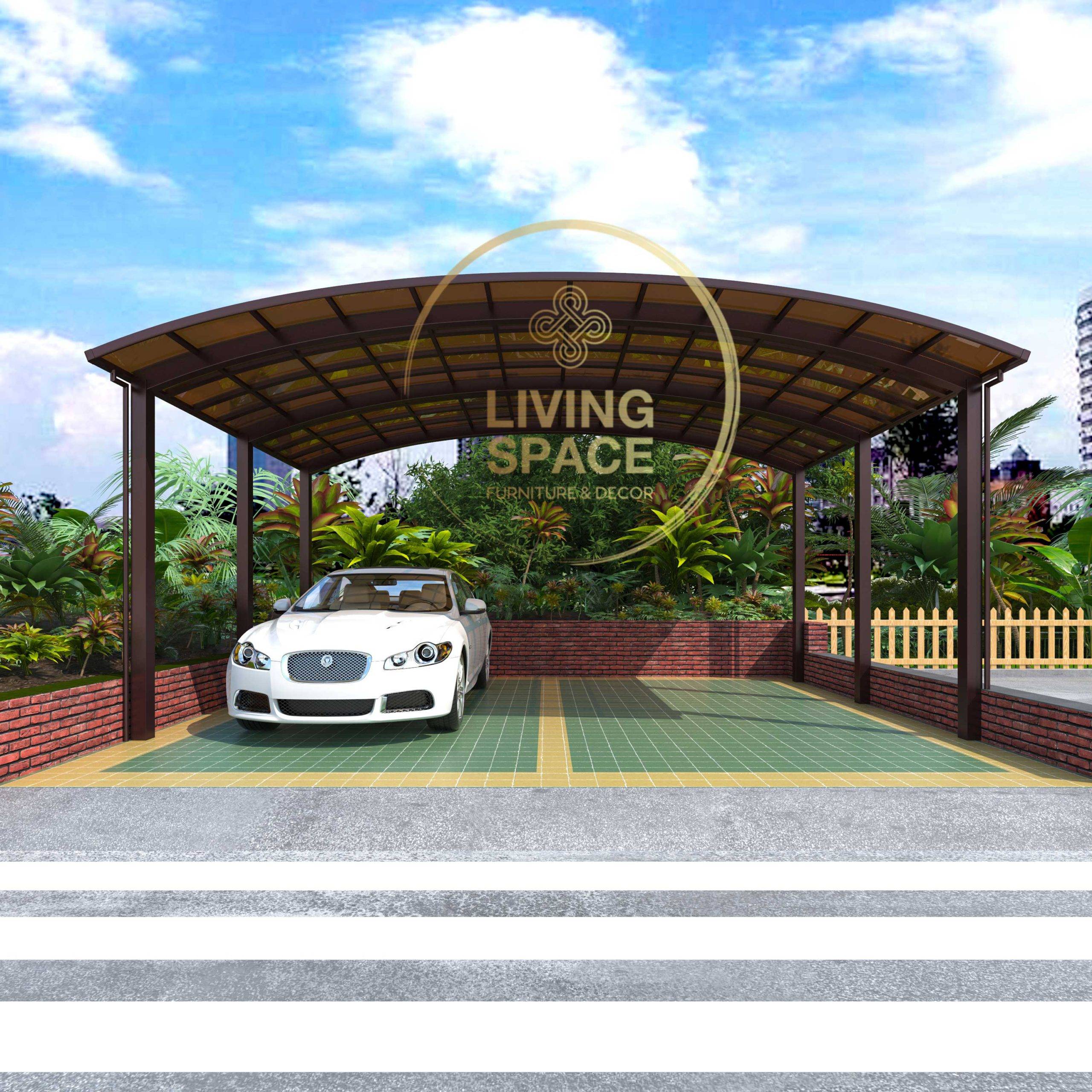 M Shape Double Carport | Brown | Living Space