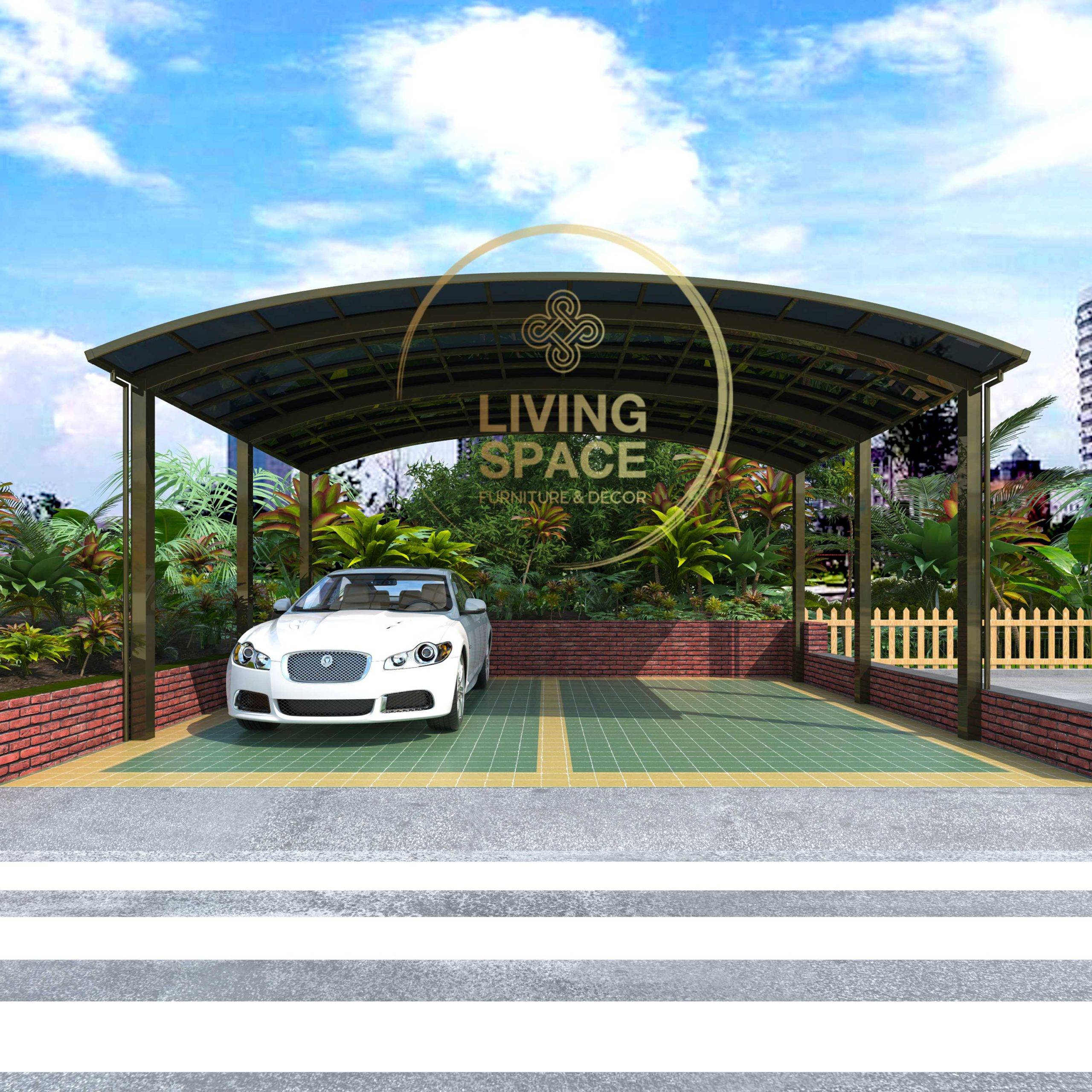 M Shape Double Carport | Champagne | Living Space