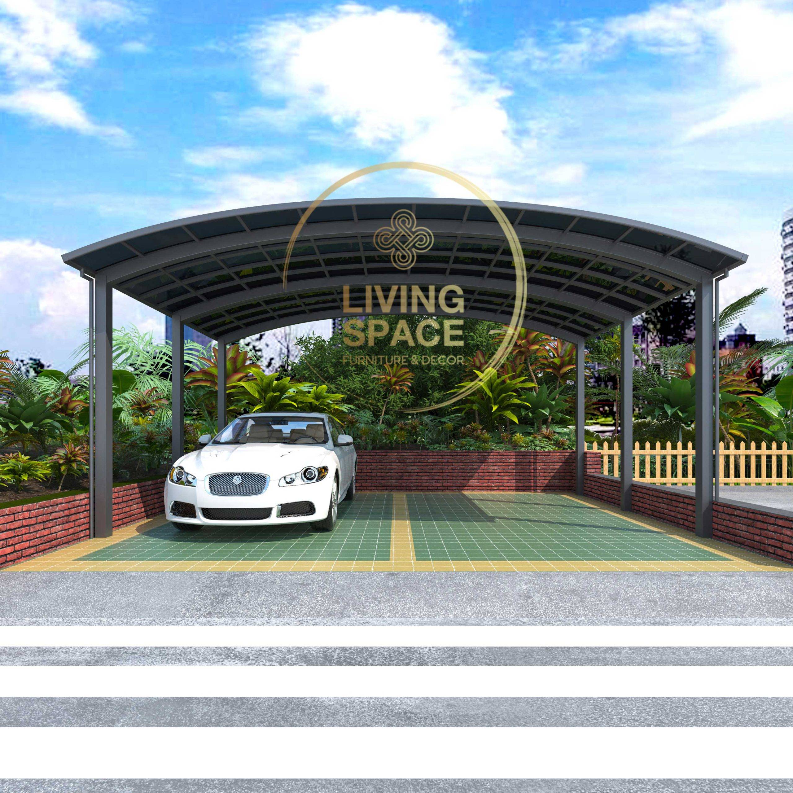 M Shape Double Carport | Grey | Living Space