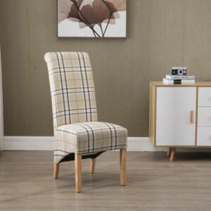 Arcade High Back Checkered Fabric Chair | Living Space